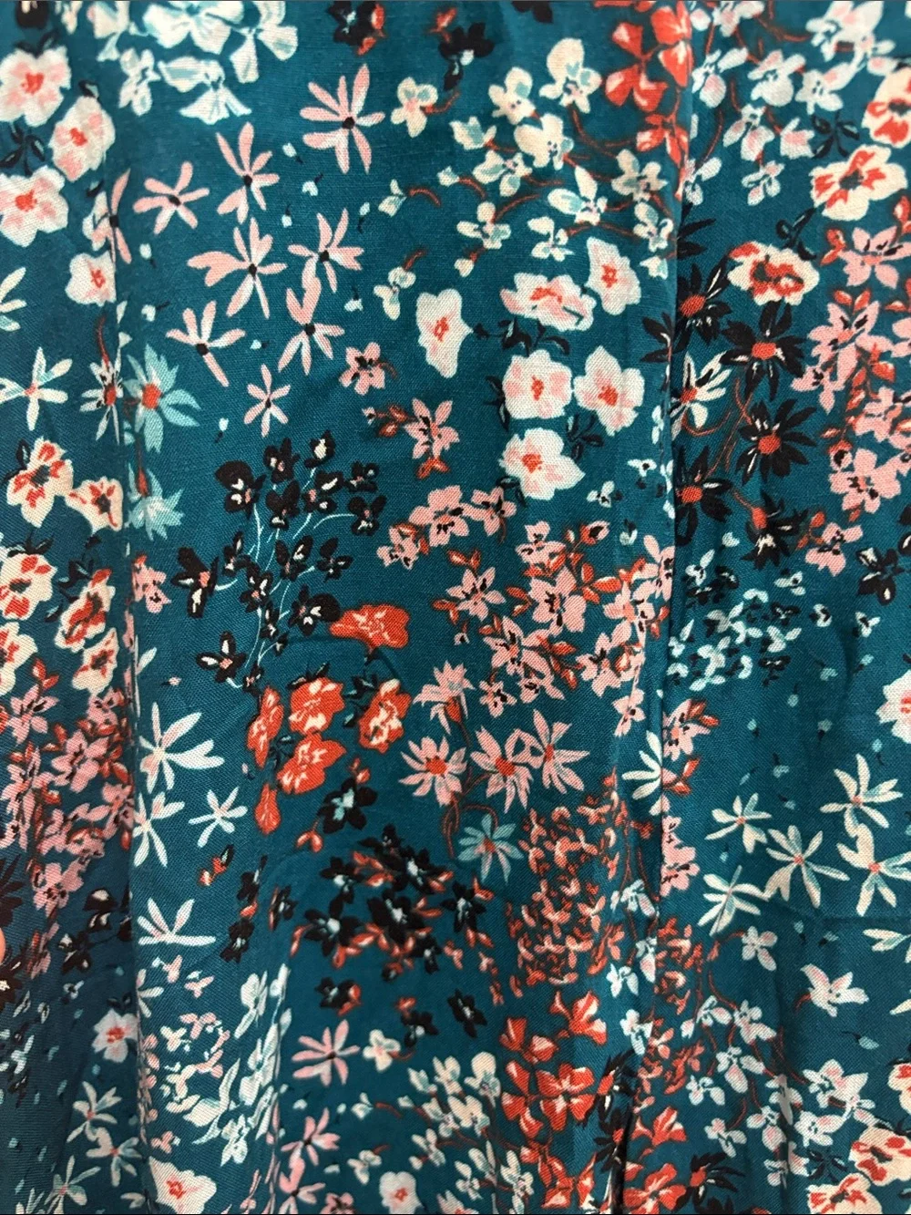 Tinsel Teal Floral V-Neck Puff Sleeve Maxi Dress